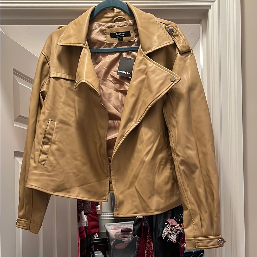 Simply Be Tan Leather Jacket Classic Style